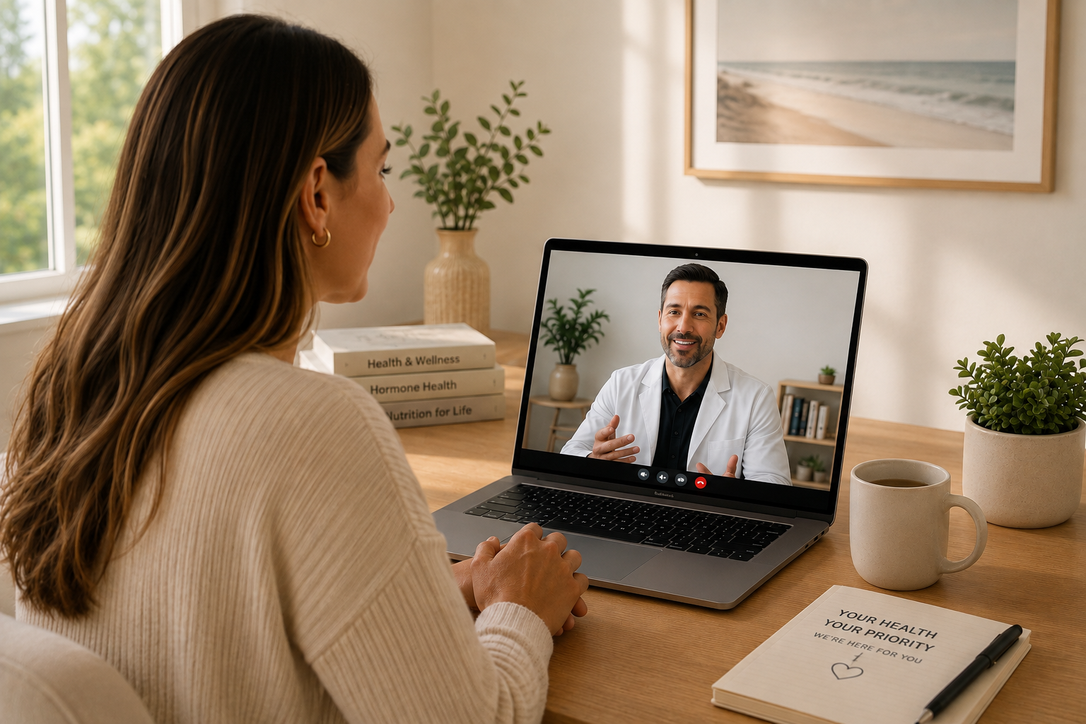 Patient on a video visit with a clinician